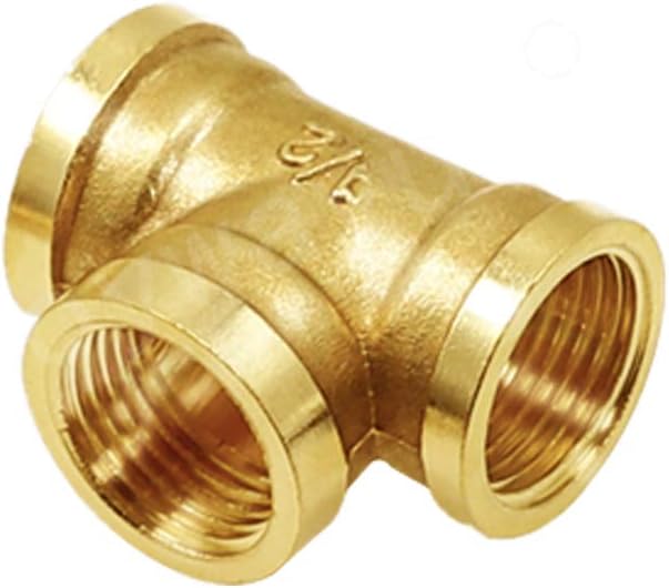 Joywayus 3 Pack Brass 1/2" NPS Female Tee Pipe Fittings Forged Tube Adapter