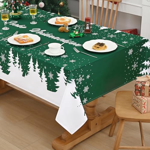 Alishomtll Weihnachten Grün Tischdecke, Abwaschbar Outdoor Tischtuch...