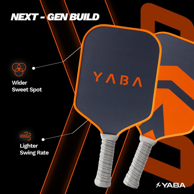YABA UNO Pickleball Paddle | 14mm Thermoformed Hybrid Carbon Fiberglass | Impact Polypropylene Honeycomb Core | Wider Sweet Spot | Lightweight Pickleball Racket for All Skill Levels (Orange) 2