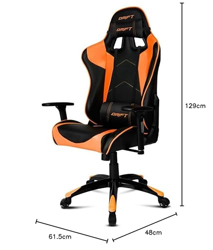 DR300BO-Sedia da gioco professionale, similpelle, braccioli 3D, pistone di classe 4, sedile reclinabile, altezza regolabile, reclinabile, cuscini lombari e cervicali, colore arancione - Sedia gaming - Immagine 1