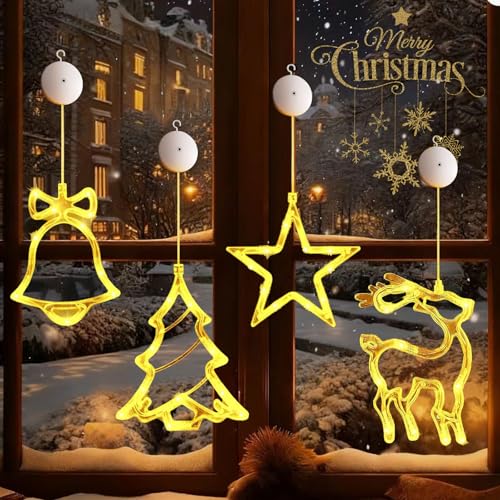 Weihnachtsdeko LED Fenster 20 4 Stück Lichterkette Weihnachten Fenster, Weihnachtsdeko innen LED...