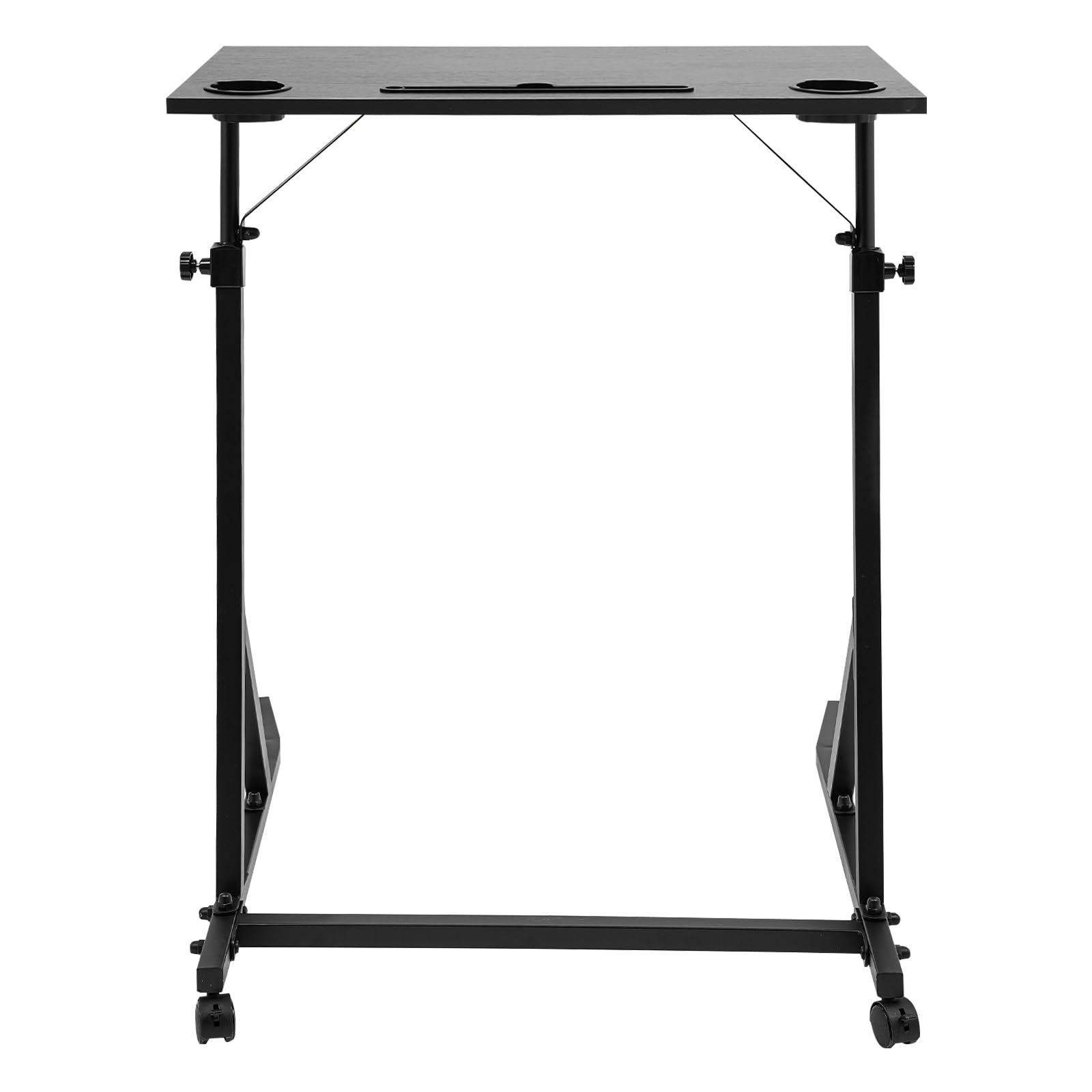 Czarne regulowane biurko do treningu rowerowego, regulowana wysokość, do jazdy na rowerze i trenerów rowerowych, 61 x 74 x 90-118 cm