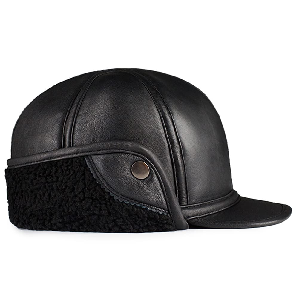 DongBao Uomo Cappello Invernale in Pelle da Caccia, Cappello Militare Caldo Unisex, Berretto Baseball con Paraorecchie,Berretto papà