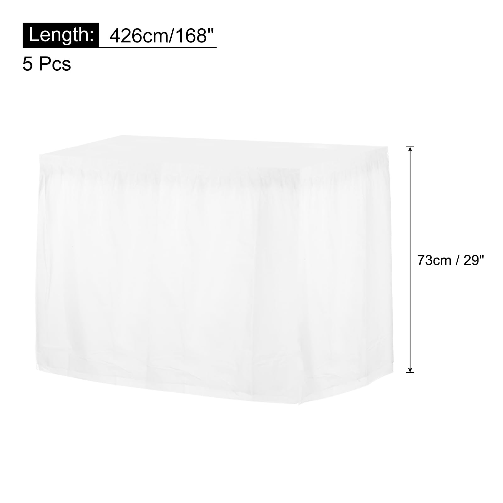 QUARKZMAN 5 Pcs Blanc Jupes de Table en Plastique 29 Pouce x 14 Ft