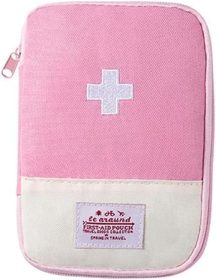 1 bolsa de primeros auxilios rosa Bolsa vacía de primeros auxilios, mini bolsa médica portátil para acampar al aire libre, senderismo, viajes,