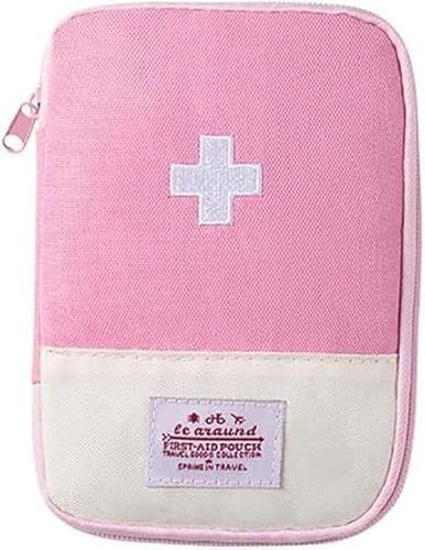 1 borsa di pronto soccorso vuota rosa mini medica portatile per campeggio escursionismo viaggi kit di sport e attività allaperto 15 x 10.5 cm