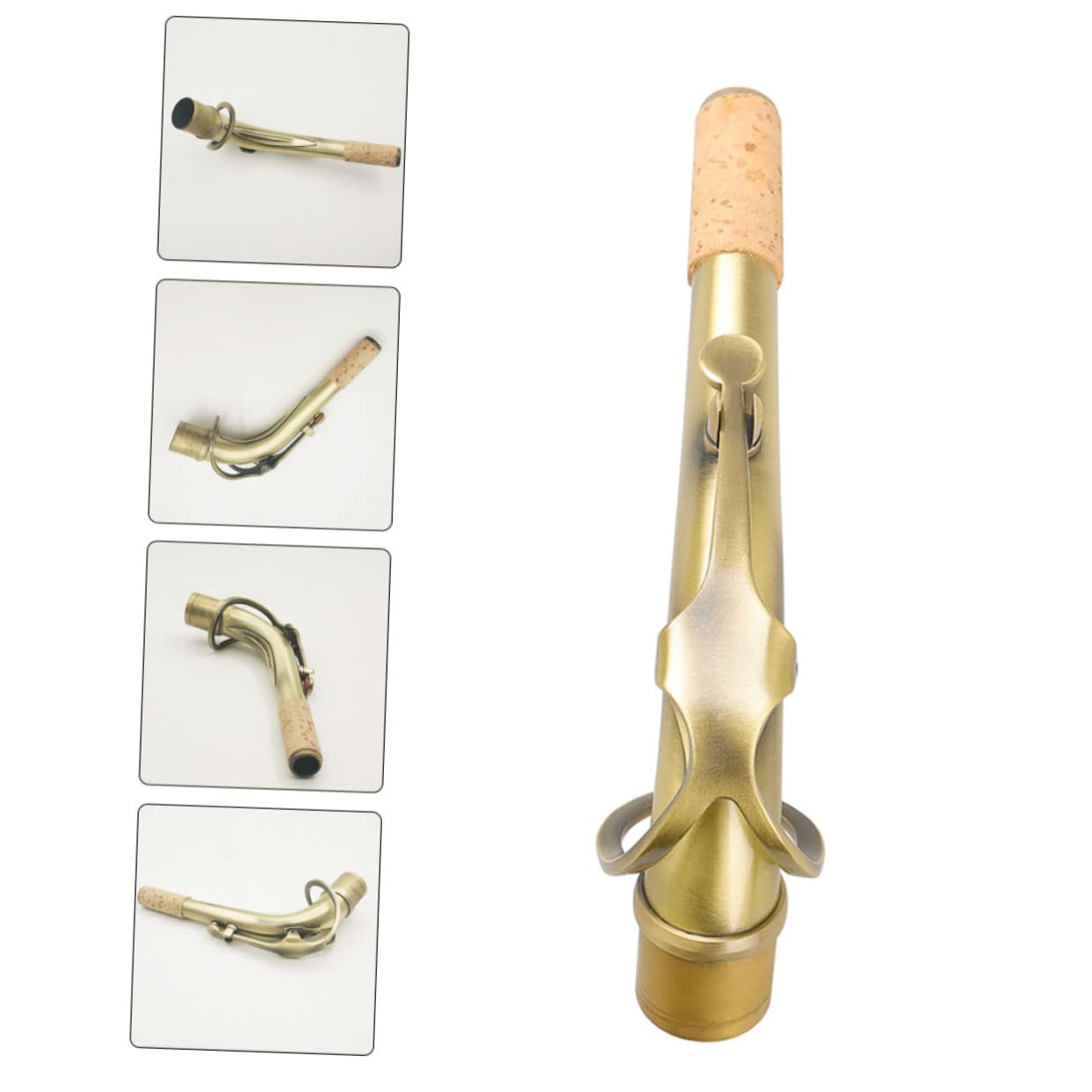 Bocchino Sax Alto in Ottone Diametro 24, 5mm Stile Antico | Collo Curvo per Sassofono, Finitura Oro, Parti per Strumenti a Fiato, Aspetto Elegante