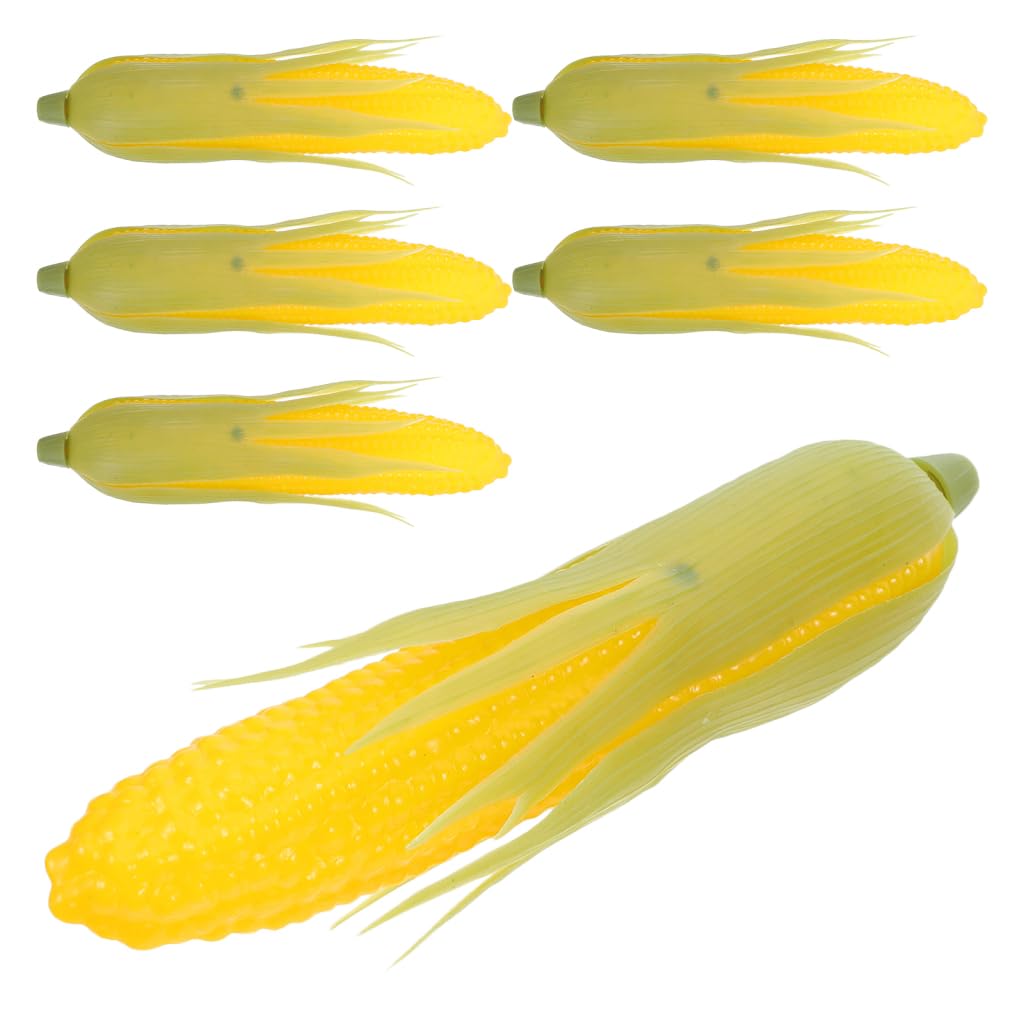 Luxshiny 6 Pcs Artificial Corn Cob Models, Realistic Vegetable Decor for Kitchen Display, Lifelike Fake Corn Photography Props for Autumn Harvest & Shop Window (Approx. 21cm)