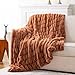 Luxury Concepts Soft Faux Rabbit Fur Throw Blanket - 50" x 60", Elegant Ruched Design Blanket, Machine Washable and Wrinkle Resistant, Lightweight Rust Throw Blanket for Couch, Sofa and Bed