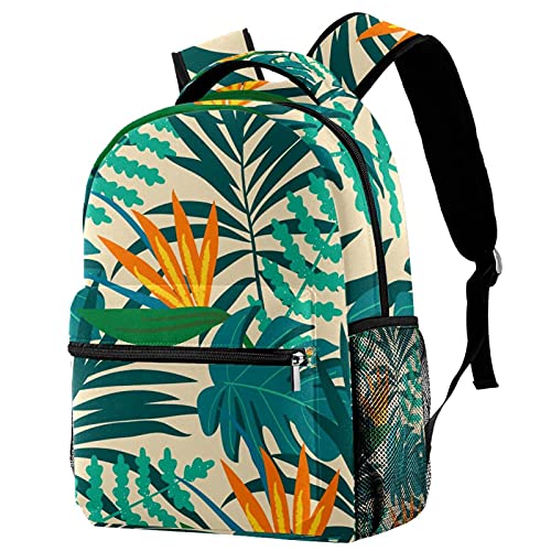Sac à dos décontracté multicolore feuilles bleu tropical mixte