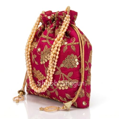 Image of Woman's Silk Hand Work Handbag Potli Bag