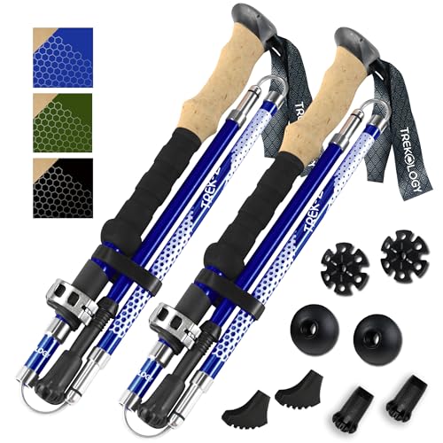 TREKOLOGY Trek-Z Collapsible Hiking & Trekking Poles - Balance Support for Seniors, Women, and Men, 2pc Per Set