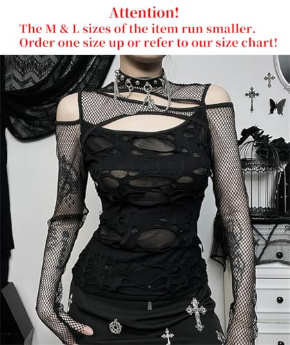 Goth T-Shirt Punk Crop Top Shirts for Women Going Out Tops2