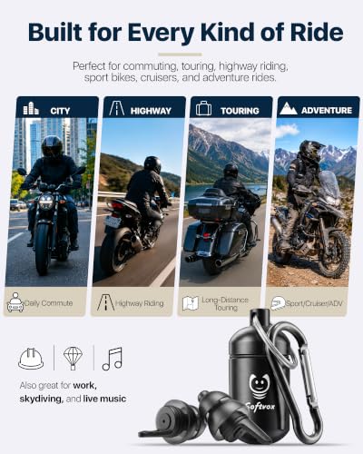 Image of Motorcycle Ear Plugs for Wind Noise Reduction, 2 Filter Options Reusable Motorcycle Accessories, Soft Comfortable Hearing Protection Earplugs for Motorbike, Touring, Racing, Riding - 25dB Biker Gifts