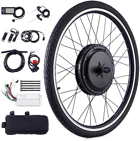 Viribus Electric Bike Conversion Kit, 1000W eBike Hub Motor Set, 26″ Direct Drive Front Wheel for 48V Battery E-Bike, Easy 26 Inch Bike Upgrade Creates 5 Speed 30mph Electric Bicycle with Pedal Assist
