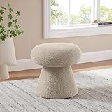 VANOMi Round Footstool Ottoman, Mushroom Foot Rest Stool, Small Upholstered Boucle Footstool Ottoman for for Makeup, Living Room, Bedroom, Under Desk (Camel)