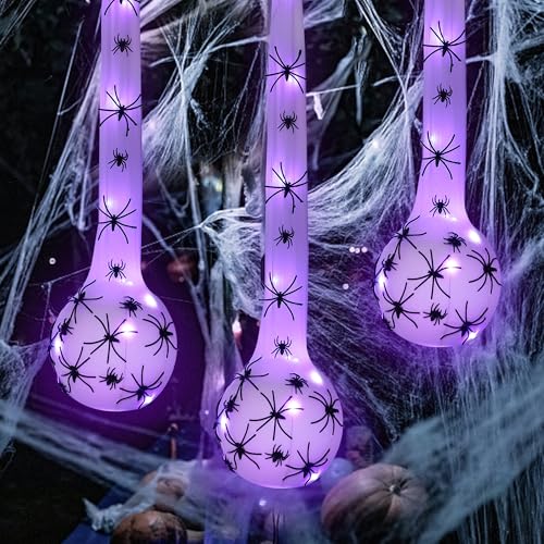 DR.DUDU 3 Pack Hanging Halloween Decorations Outdoor Giant Spider Egg 5