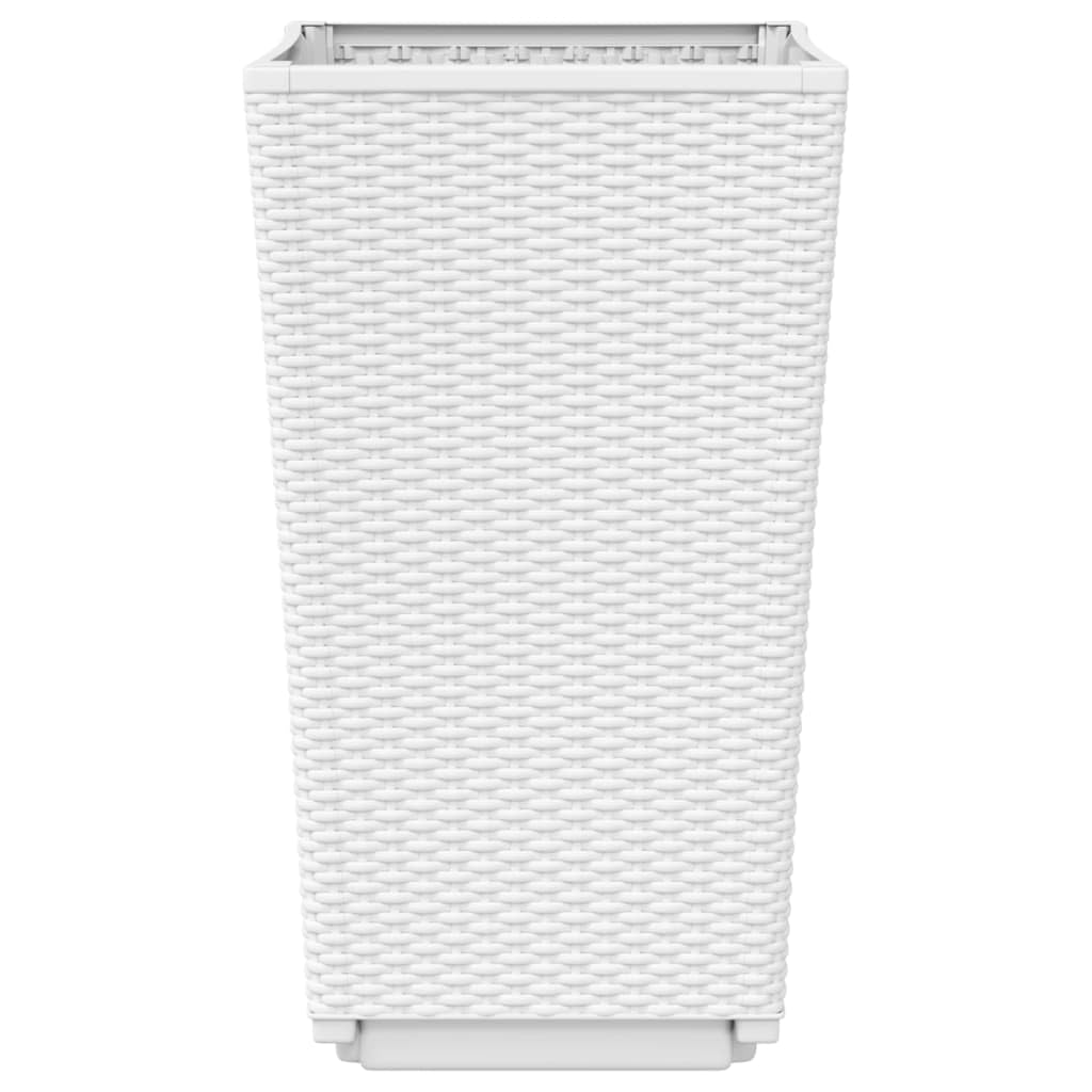 Donice ogrodowe 2 szt biale 32,5x32,5x57 cm PP duze pojemniki na kwiaty taras balkon rattanowy styl eleganckie