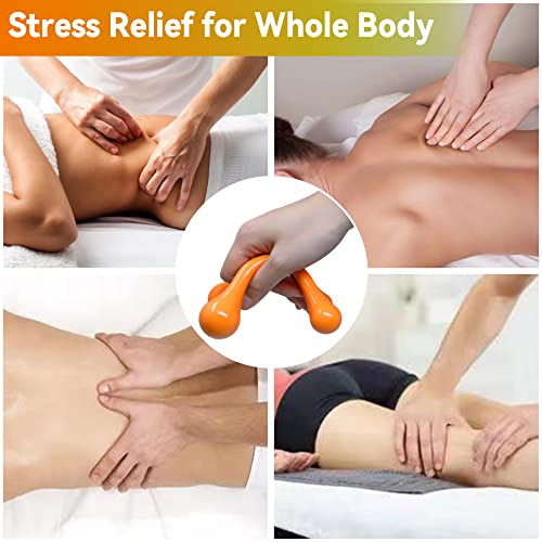 Rilextec Handheld Manual Back Massagers, 2 Pack Manual Massage Tools For Muscles Relaxation, Palm Fit Four-Leg Neck Massager Tools For Pain Relief Deep Tissue, Orange & Chartreuse #TOP1