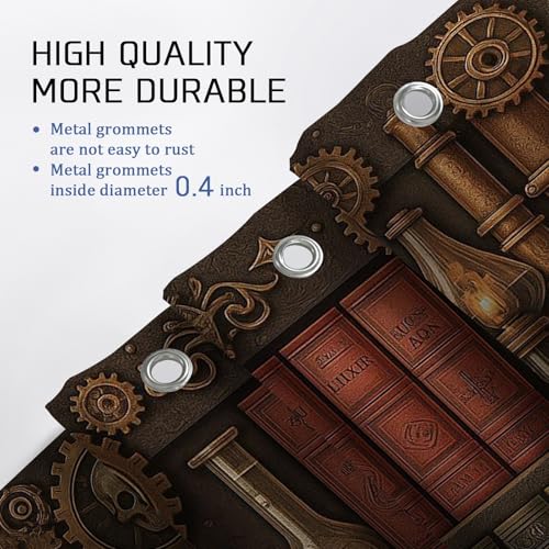 Tapis de bain marron et rideau de douche steampunk étanche