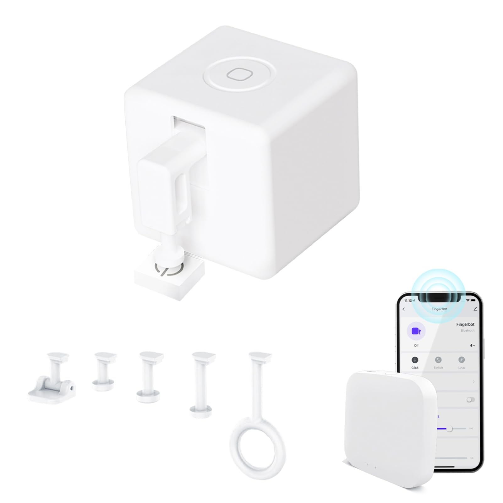 SUNGOOYUE Smart Finger Bot Pulsante Pusher ABS Controller Interruttore Remoto Wireless BLE 4.2 Timer Controllo Vocale 12mm Viaggio per Domotica Luci Ventole Interruttori a Parete (ABS2)