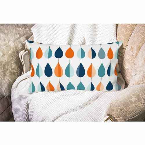 Image of Smooffly Throw Pillow Cover Mid-Century Drop Shapes in Tones Modern Retro Style Waist Lumbar Cotton Linen Throw Pillow case Cushion Cover for Sofa Home Decorative Oblong 12x20 Inches