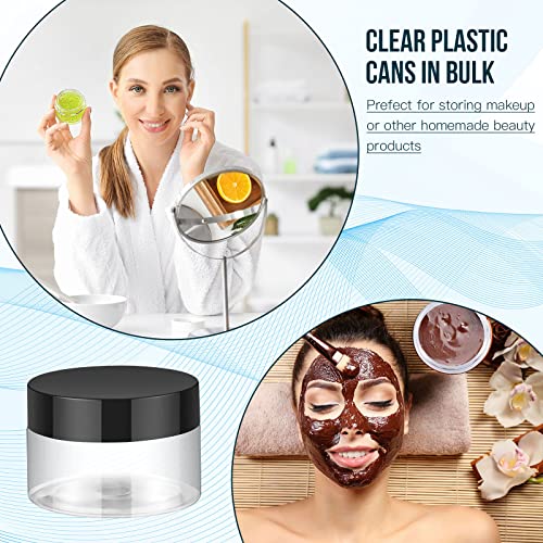 Image of Aoriher 150 Pcs Clear Plastic Jars with Lids Round Containers,1 Oz,Black