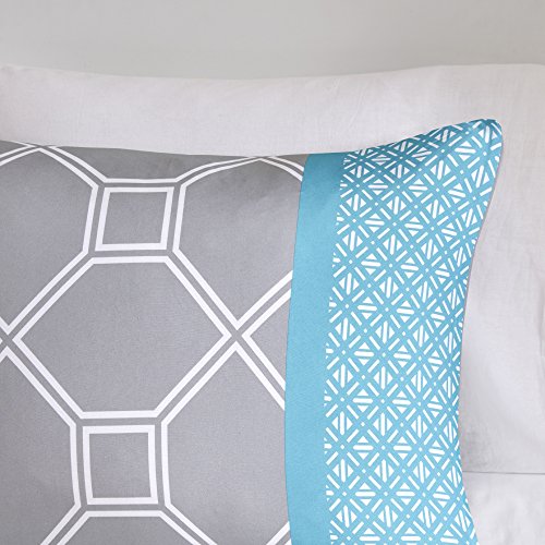 Intelligent Design Clara -All Seasons Comforter Set -5 Piece - Blue - Geometric Pattern - Full/Queen Size - Includes 1 Comforter, 2 Shams, 2 Decorative Pillows - Ideal For Guest Room #TOP3