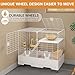 Oneluck Rabbit Cage Indoor,Loft Bunny Hutch with Urine-Proof Wall,Leak-Proof Trays, Wheels 28.7
