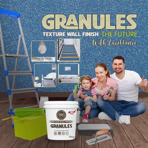 Image of The Decor Co. Marble Texture Wall & Floor Paint with 3D Designer Stone and Granite Luxury Finish Washable Water Resistant Acrylic Emulsion for Interior Exterior Home Decor DIY (1Pc, Granuls Blue, 10kg)