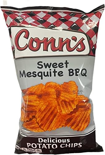 Conn's Potato Chips (Sweet Mesquite BBQ Wavy, 7.5 oz.) - 4 Pack - Very Shelf Stable - Made with Premium Oils and Best Potatoes - Made in Ohio