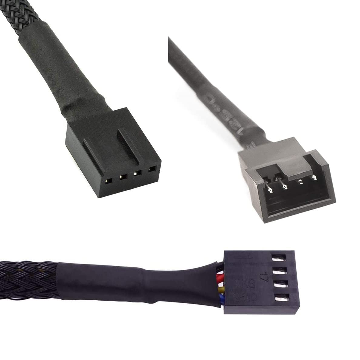 Gebildet 6 szt. 4pinowy PWM Przedłużacz Wentylatora Złącze kabla Zasilającego Obudowa Męska na Zeńska do Komputera (26 cm)