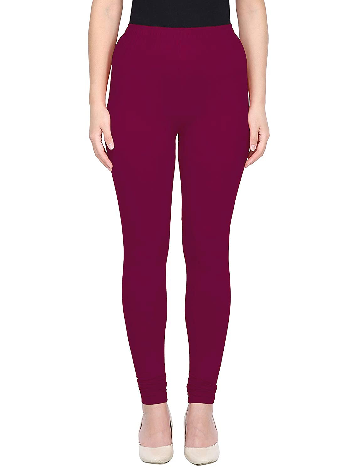 Shasmi Women's Stretch Leggings Com Chudidar Purple Magenta 41 Maroon_M