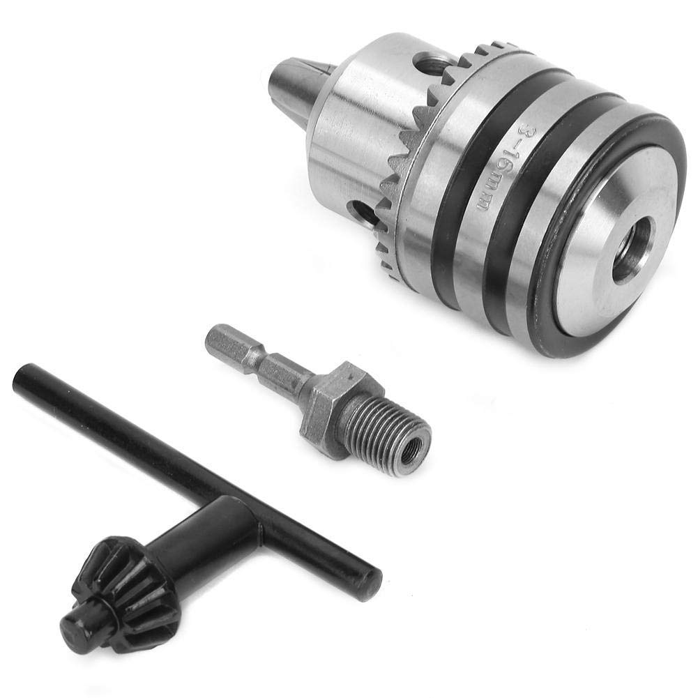 Taladro Chuck de 3.0-16MM,Portabrocas de Tipo Clave 1/2-20UNF Ligero con Adaptador de Cabeza Hexagonal