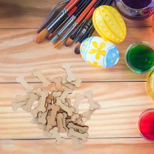 NUOBESTY 50 Stück Unfertige Hundeknochen Aus Holz Ideal Zum Bemalen Und Dekorieren Für DIY Projekte Basteln Und Holzhandwerk Perfekt Für Kreative Und Deko Ideen