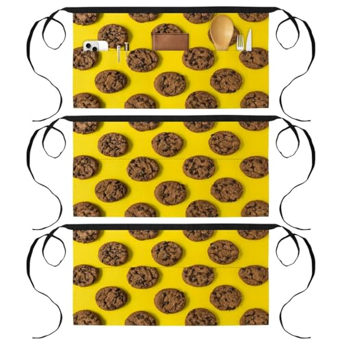 Tablier court de chef lot de 3 avec 3 poches pour cuisine et bistrot