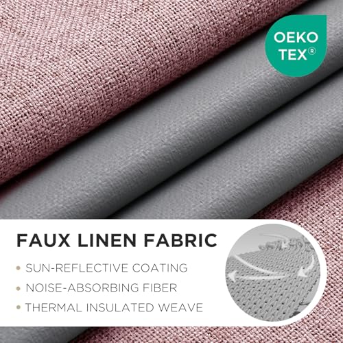 Image of Joydeco Blackout Curtains 108 Inches Long 2 Panels Burg, Room Darkening Curtains for Bedroom, 100% Black Out Textured Thermal Drapes Privacy Protection 2 Panels Set(W52 x L108 Inch, Pink)