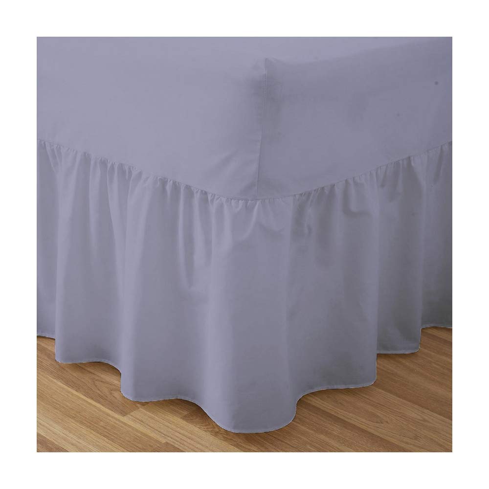 Fitted Valance Sheets Double Size Bed Sheets Dyed 9.5 '' deep Plain Poly Cotton Bedding 11'' Frilly Drop, Grey