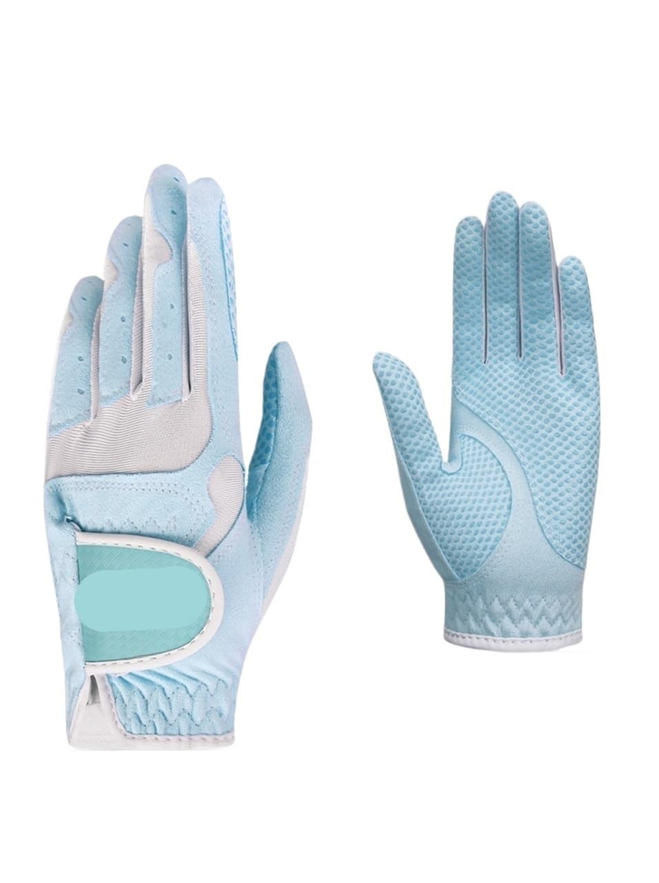 Guanto da golf Guanti da golf donna 2 pezzi protettivi for sport all'aria aperta in morbido tessuto in microfibra antiscivolo e traspiranti per principianti(Blue,18)
