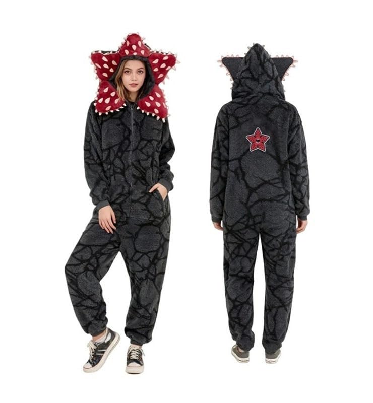 Genérico Unisex D-Demogorgon Onesie Pijamas Mono, Pijamas con Capucha 3D, Disfraces de Invierno de Lana for Cosplay, Albornoz de una Pieza de Navidad