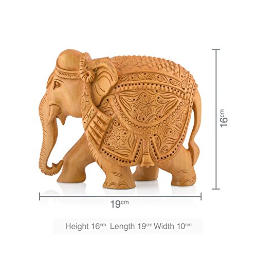 Image of Handcrafted Wooden Down Trunk Big Elephant 6 Inch Showpiece /Figurine for Home & Office Decor and Gift (ISPWDN81)