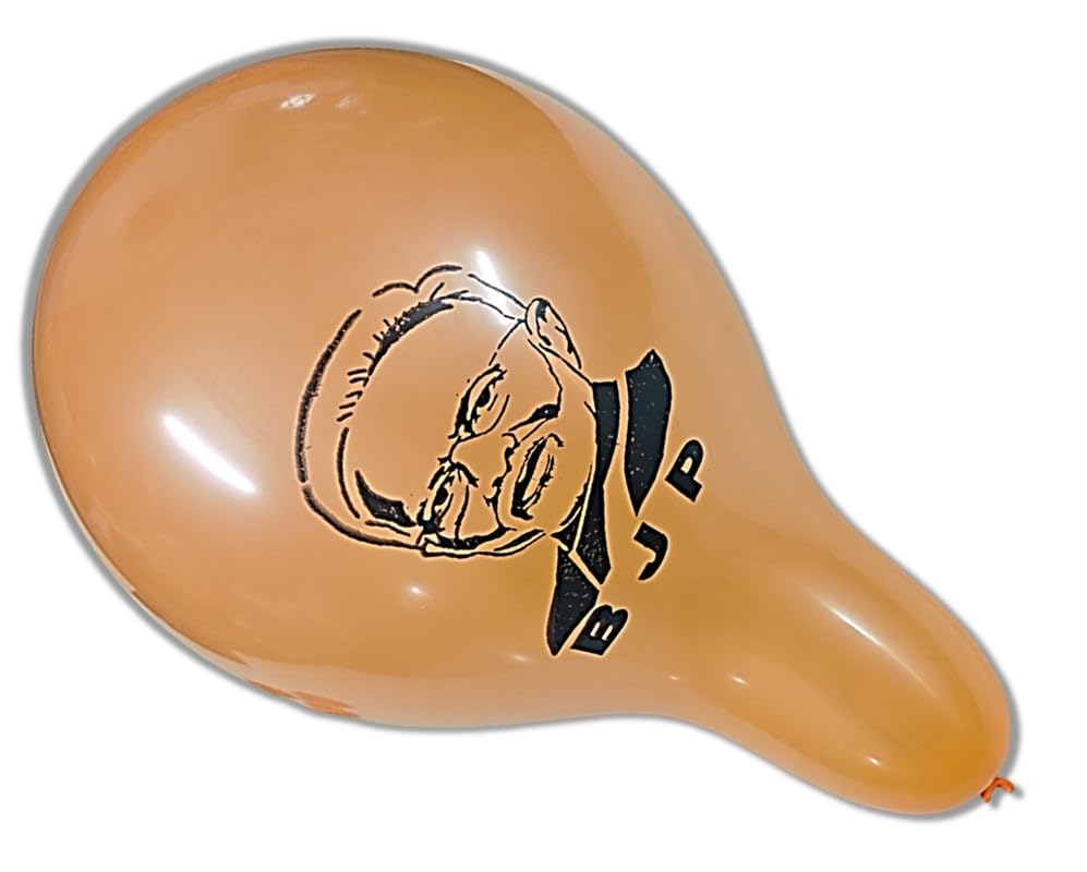 UNIq Bharatiya Janata Party/BJP Decoration Balloons, with NaMo - Narendra Modi Ji Sketch & BJP Name Imprinted Orange/Saffron Balloons,15 Inch, 100 Pcs 3