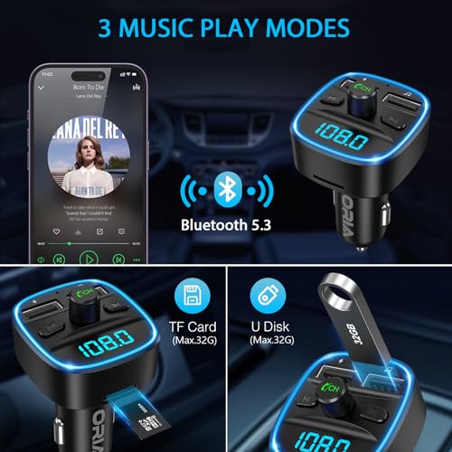 Bluetooth Adapter für Auto – ORIA Bluetooth 5.3 FM Transmitter