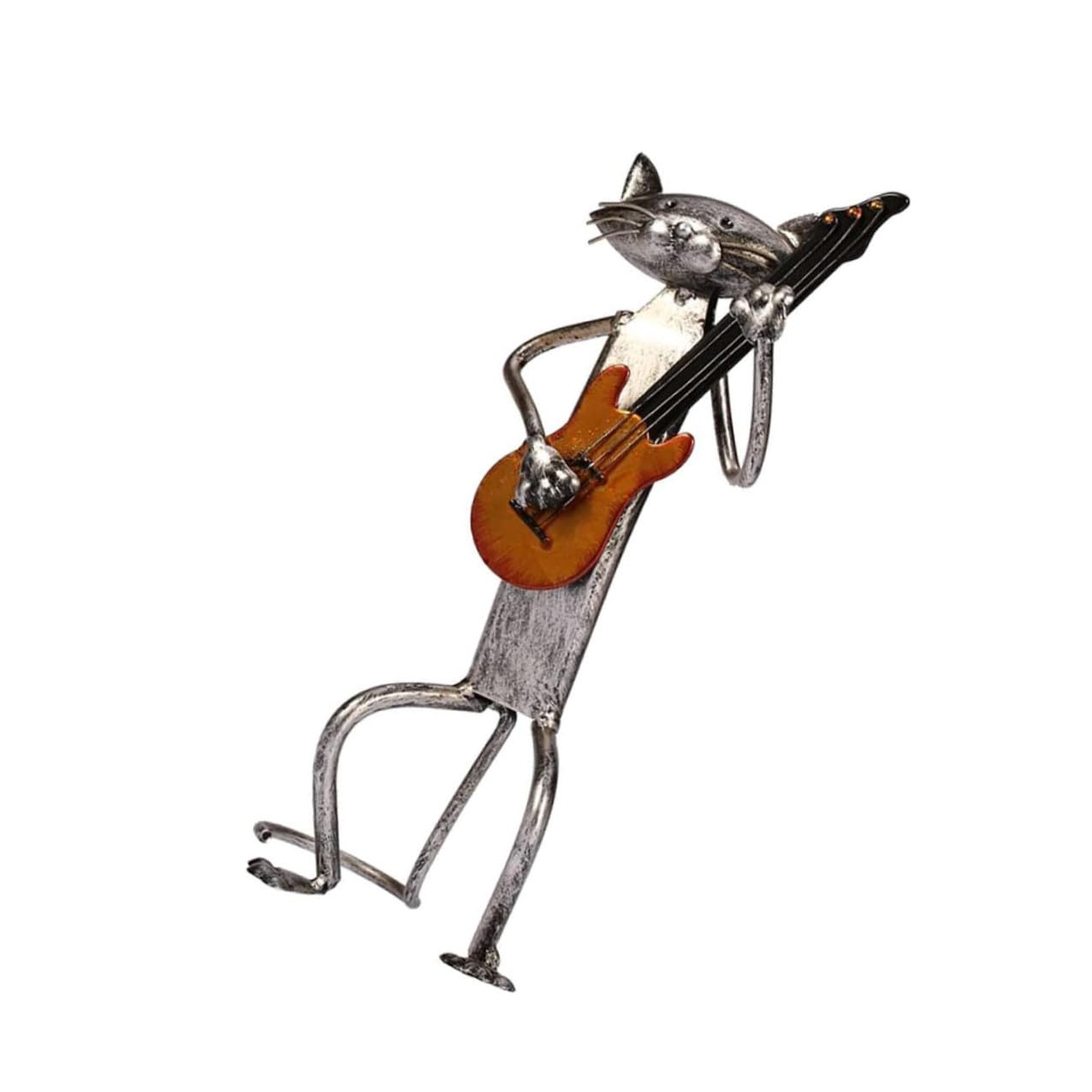 Sculpture bureau maison chat argenté pour amateurs d'art et musique