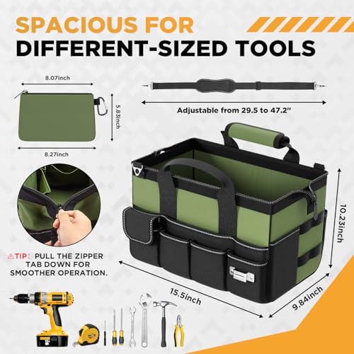 image for Goovilla Tool Bag 15.5 Inch with 1 Pouch | 17-Pocket Portable Tool Box
