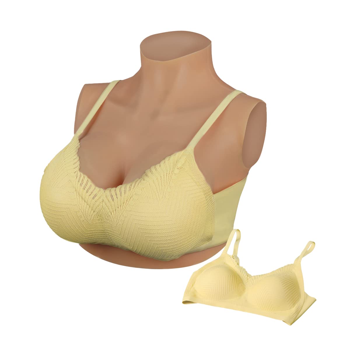 Peikey Breastplate Silicone Breast Forms with Bra B-G CUP Breast Plates for Crossdressers Drag Queen Mastectomy Cotton
