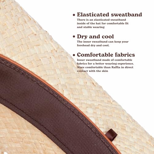 Image of Straw Cowboy Hats Cowgirl Hat Western Cowboy Hat Rancher Hat for Men Women, Exquisite Decoration Band