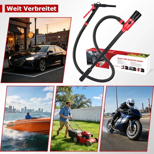 Elektrische Kraftstoffpumpe, innhom 3.2 GPM (12 L/min) Batteriebetriebene Flüssigkeitstransferpumpe Benzinpumpe für Benzin & Diesel, Tragbare Siphon Pumpe mit Schlauch & Durchflussregelung