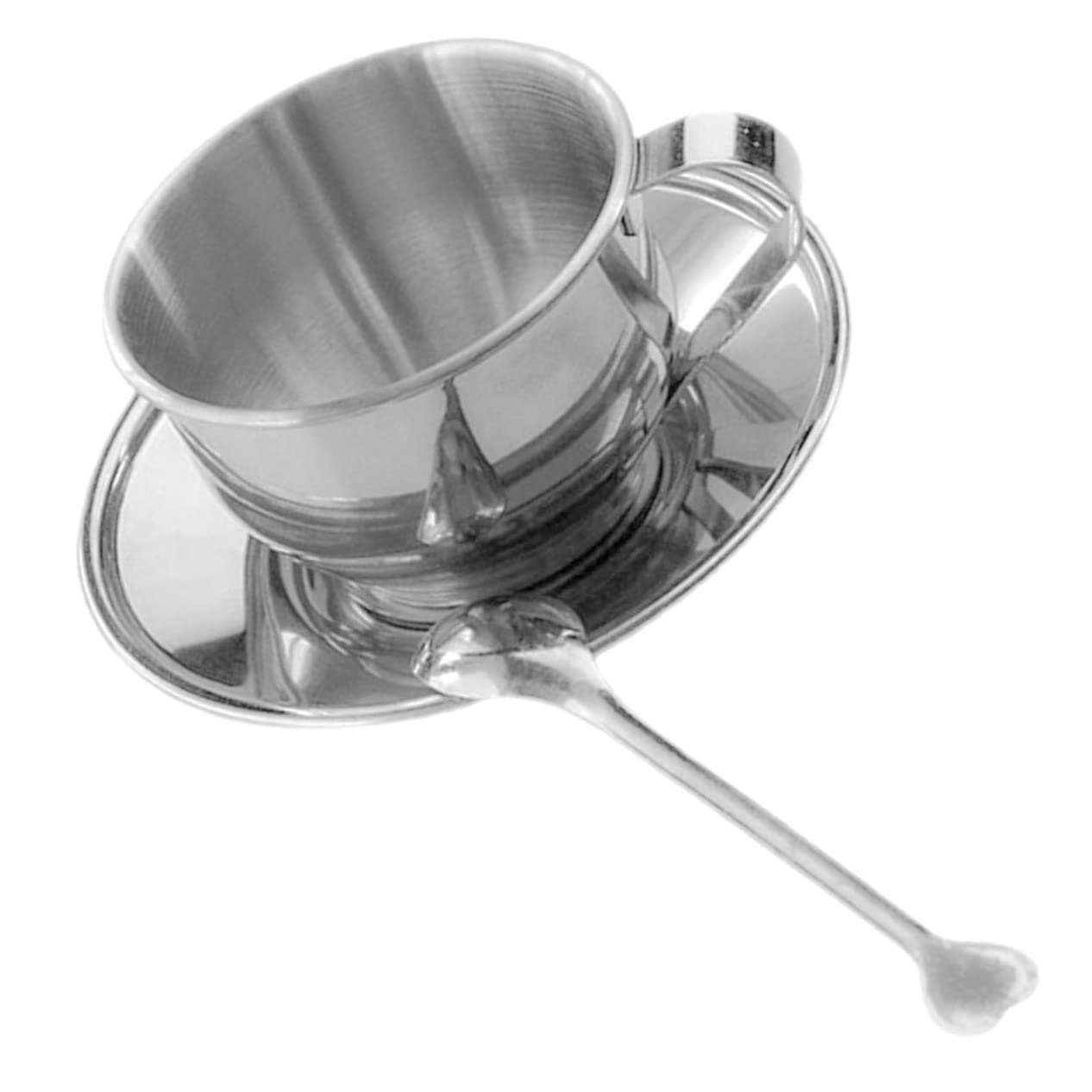Stainless Steel Tea Cup Set Btat Tea Cups Saucer Metal Cappuccino Mug and Spoon for Morning Te