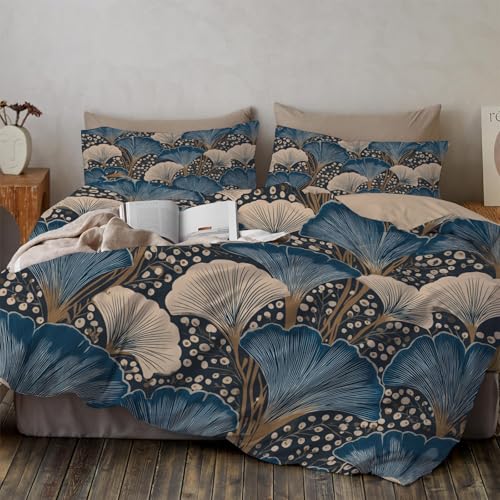 Parure de lit ginkgo 240x260 en microfibre zippée facile à enfiler